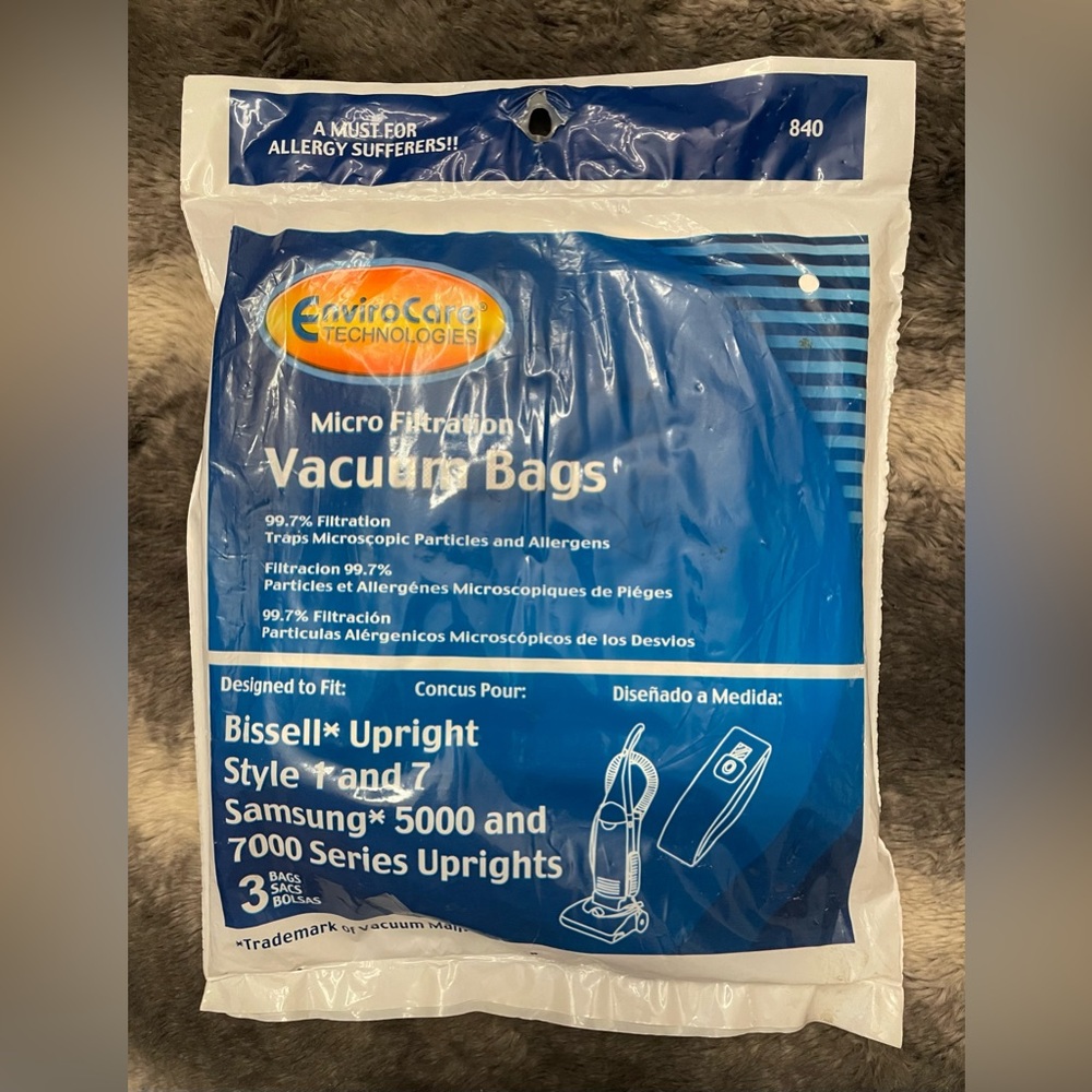 Bissell Upright style 1 & 7 /Samsung 5000 & 7000 series Upright 3pk Vacuum Bags